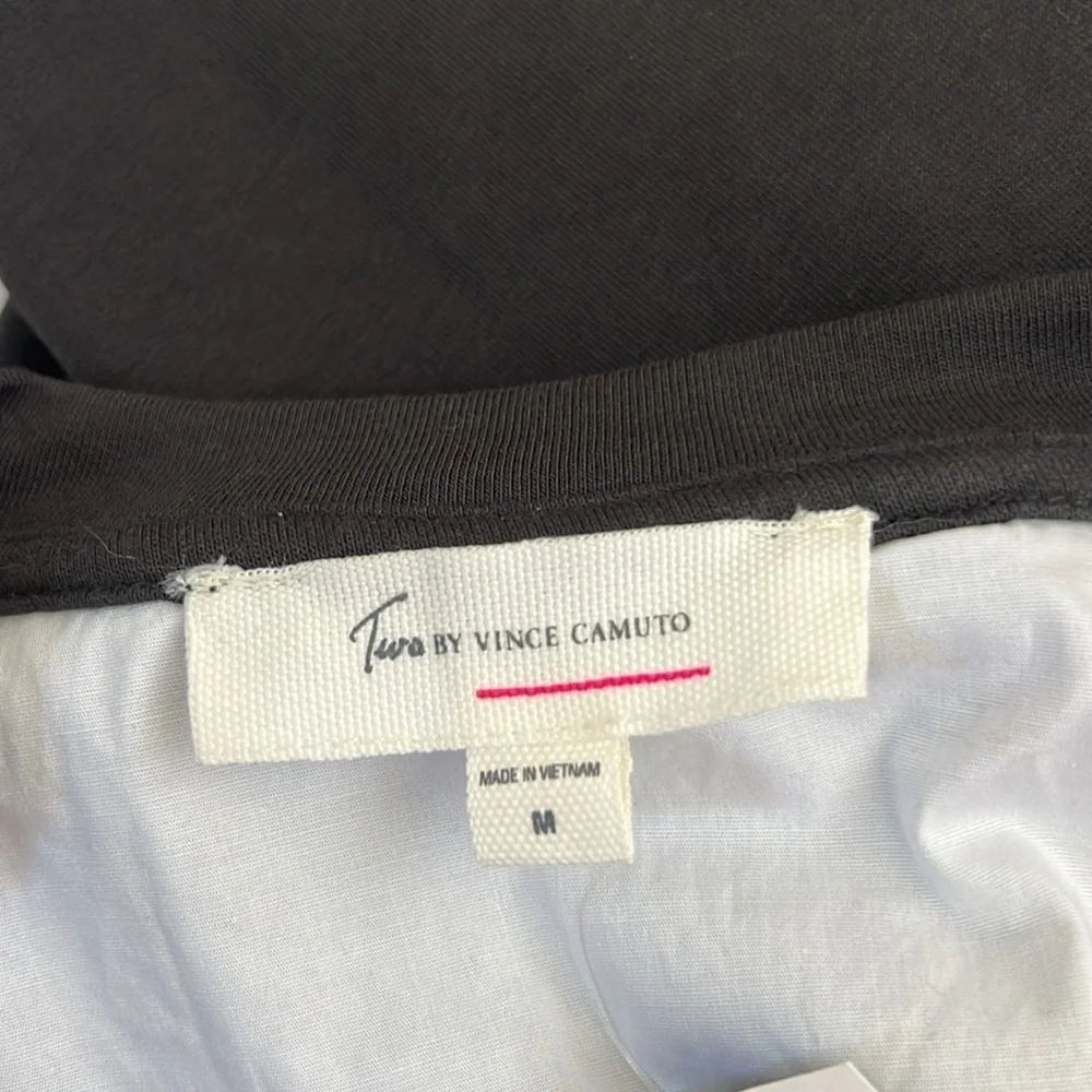 VINCE CAMUTO Two Split Back 2 In One Layered Sweatshirt Top Gray White Medium